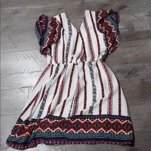 Crystal Sky Dress 70s Bohemian Boho Chic Festival Short Flutter Sleeve Sz Small